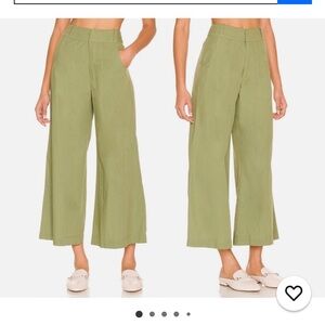 Free People Olive Wide-Leg Pants